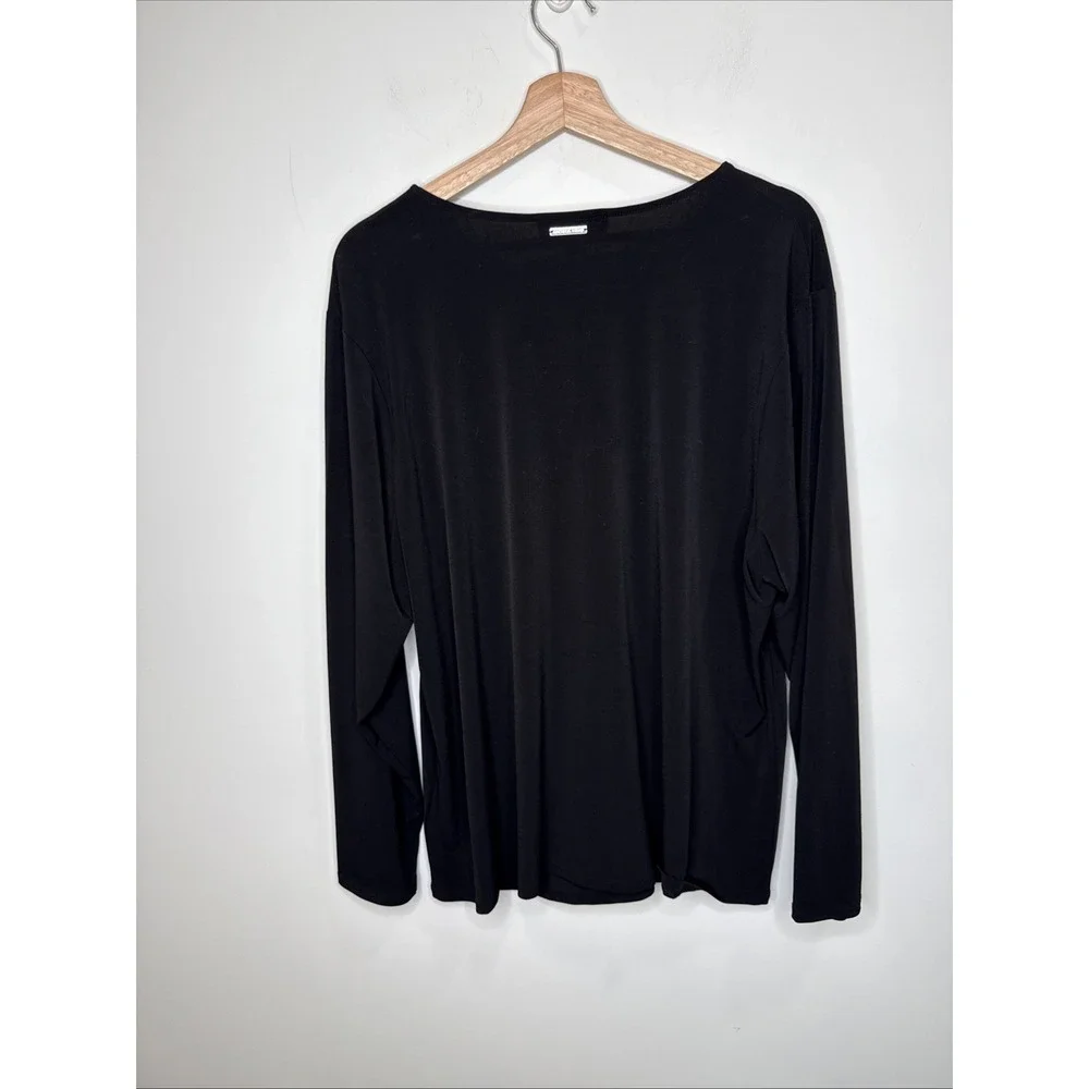 Michael Kors Shirt Blouse Women's 3X Black Long Sleeve‎ Cutout Slinky Stretch